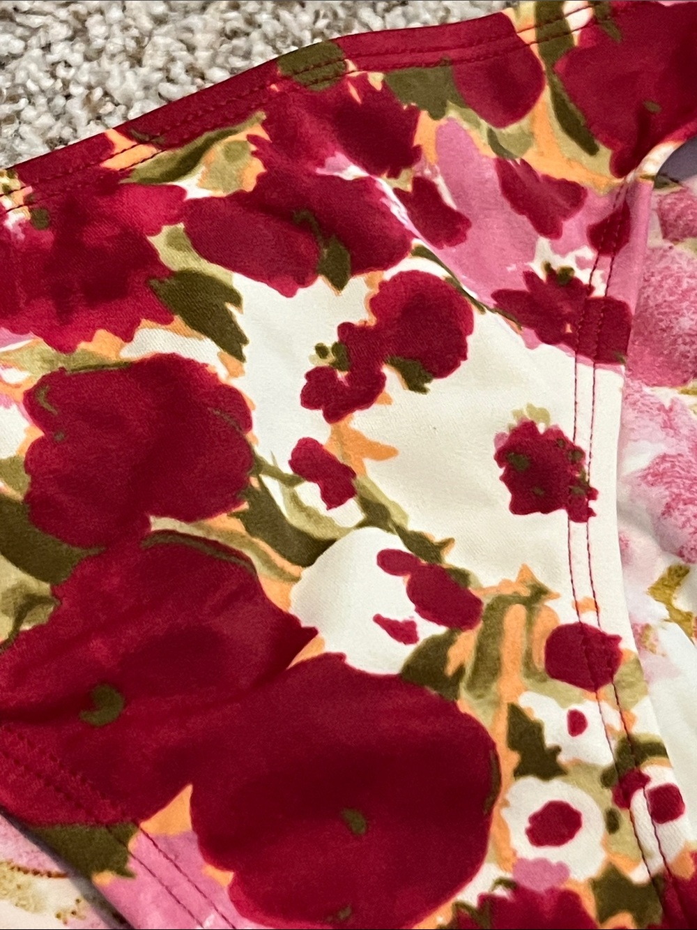 Floral Red Pink Bandeau Bikini Set - Picture 4 of 11